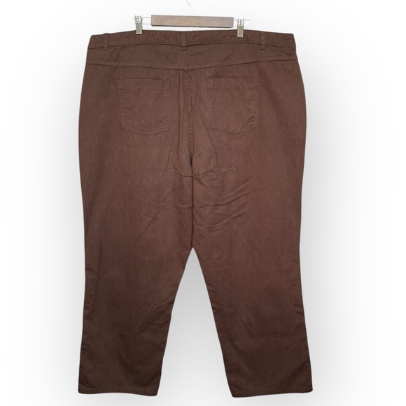 Woman Within Plus Size Brown Casual Pants 24W Cotton Blend Relaxed Fit - Picture 2 of 7